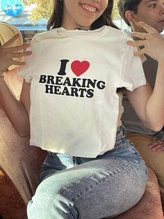 I Love Breaking Hearts T shirt Easy 30 day return policy Silly Shirt, Baby Tee Shirts, Baby Tees Y2k, Heart Tee, Aesthetic Shirts, Statement Tees, Heart Shirt, Women Essentials, Confident Woman