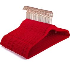 a red cloth hanger on a white background