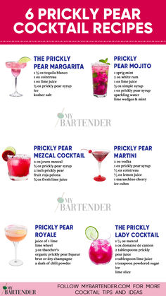 Prickly Pear Cocktail Recipes Pear Cocktail Recipes, Prickly Pear Cocktail, Pear Mojito, Prickly Pear Recipes, Pear Drinks, Pear Cocktail, Pear Margarita, Prickly Pear Margarita