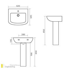 a drawing of a bathroom sink and toilet with the measurements shown below it for scale