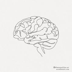 a black and white drawing of a human brain