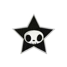 a black and white star with a skull on it