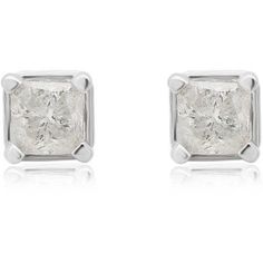 Precious, delicate 14kt white gold prongs hold twinkling princess-cut diamonds that sparkle like stars in these diamond solitaire stud earrings. Totaling one ct. t.w., the two diamonds reflect their wearer's refined, sophisticated elegance. These earrings are secured with friction backs. Every girl needs a pair of perfect earrings in her jewelry box, making these one ct. t.w. diamond 14kt white gold earrings the perfect daily go-to for any outfit. Size: One Size. Color: Metal Type. Gender: femal Silver Radiant Cut Diamond Earrings, Silver Diamond Earrings With Radiant Cut, Silver Radiant Cut Diamond Earrings For Formal Occasions, Sparkling White Gold Diamond Earrings, Silver Diamond Earrings With Radiant Cut And Prong Setting, Silver Radiant Cut Diamond Earrings With Prong Setting, White Gold Radiant Cut Earrings With Diamond Accents, Radiant Cut White Gold Earrings With Diamond Accents, White Gold Radiant Cut Diamond Accent Earrings