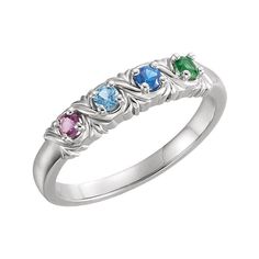 Customize with children's birthstone. This elegant ring is available in sterling silver with 1-6 birthstones. When you're ordering please select the ring size and include a note for birthstone details. I will respond your email to confirm. Stone will be set from left to right. This ring is sterling silver .925 but I can also make it in solid gold, please let me know if you're interested. The following simulated birthstones will be set: January - Simulated Garnet $0 February- Simulated Amethyst $ Classic Sterling Silver Birthstone Ring With Gemstone, Silver Stackable Birthstone Ring For Anniversary, Silver Stackable Rings With May Birthstone, Classic May Birthstone Promise Ring, Silver Sapphire Ring With Accent Stones For May Birthstone, Sterling Silver Birthstone Ring For May, Sterling Silver Round Birthstone Ring For May, Sterling Silver Birthstone Ring With Gemstone, Adjustable Silver Birthstone Ring For May