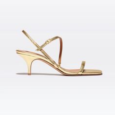 Hugo in Washed Gold Nappa – Emme Parsons Emme Parsons, Lizard Print, Square Toe Sandals, Elegant Heels, Gold Heels, Wedding Hair And Makeup, Geometric Lines, Beauty Items, Small Leather Goods