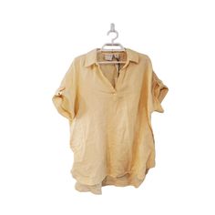 Rachel Zoe Nwt Shirt Womens Medium 100% Linen Popover Oversized Yellow Hi Lo Rachel Zoe Shirt, Size M. New With Tag. * 27" In Length In Fron, Back Is 29" * 22" Across The Front Of The Chest From Underarm To Underarm * Linen My Items Come From A Smoke Free And Dog Friendly Home. Oversized Blouse With Rolled Short Sleeves, Relaxed Fit V-neck Summer Shirt, Oversized Yellow Collared Tops, Yellow Relaxed Fit Linen Shirt, Relaxed Fit Tops With Rolled Sleeves For Beach, Relaxed Fit Beach Top With Shirttail Hem, Beach Tops With Rolled Sleeves And Relaxed Fit, Beach Tops With Relaxed Fit And Shirttail Hem, Beach Shirttail Hem Top With Relaxed Fit