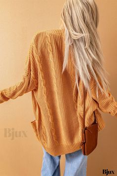 Bjux - Chaqueta larga de punto con textura para un look elegante Elegant Maternity Dresses, Chunky Cable Knit Cardigan, Maxi Dresses Formal, Fall Cardigan, Round Neck Casual Dress, Chic Jumpsuit, Cable Knit Sweater Cardigan, Plus Size Winter, Cardigan With Pockets