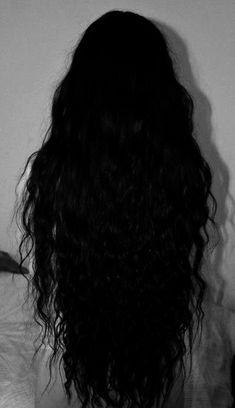 Long Hair Witch Aesthetic, Long Black Fluffy Hair, Long Black Hair Messy, Long Black Messy Hair, Long Vampire Hair, Waist Length Wavy Hair, Long Black Hair Aesthetic Faceless, Really Long Black Hair, Dark Features Women