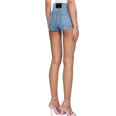 Nwt Alexander Wang Blue Hot Denim Shorts. Stretch Cotton/Lyocell-Blend With Fading & Whiskering Throughout. High-Rise Fit/Belt Loops & Zip-Fly With Logo Patch At Back Waistband. Size 23. Fits A Small/Small Best. Fitted High Rise Light Wash Shorts, Spring Bottoms In Medium Wash With Short Legs, Fitted High Rise Light Wash Jean Shorts, Chic High Rise Summer Bottoms, Chic High Rise Bottoms For Summer, Chic Blue Jeans With Short Length, Chic Light Wash Short Length Bottoms, Chic Short Length Blue Jeans, Light Wash Fitted Bottoms With Short Leg