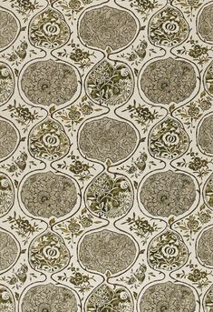 an intricately designed wallpaper with green and brown designs on white background, in the style of art nouveauism