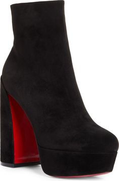 Christian Louboutin Movida Platform Bootie (Women) | Nordstrom Chic Evening Platform Boots With Chunky Platform, Red Sole High Ankle Platform Boots For Party, Luxury Platform Boots For Fall, Party Platform Boots With Red Sole High Ankle, Winter Boots With Red Sole And Block Heel, Evening Platform Boots With Sculpted Heel, Chic High Heel Boots With Red Sole, Chunky Platform Ankle Boots For Evening, Chic High Heeled Boots With Red Sole