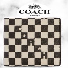 Nwt Coach 3 In 1 Wallet With Checker Print Printed Coated Canvas, Eight Credit Card Slots, Full-Length Bill Compartments, Removable Insert With Id Window And Two Credit Card Slots, 4 1/4" (L) X 3 3/4" (H) X 3/4" (W) Authentic Coach Limited Edition Coach Boxing Included Luxury White Coach Wallet, Designer Coach Wallets, Coach Leather White Wallet, Coach Wallet Men, Id Wallet, Coach New York, Checker Print, Card Case Wallet, Bags Coach