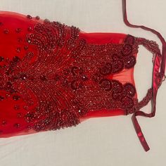 Never Worn Halter Top Beaded Red Dress Fits Size 4-6 Beaded Red Dress, Custom Birthday Dress, Red Beaded Dress, Birthday Dress, Custom Birthday, Birthday Dresses, Halter Top, Red Dress, Colorful Dresses