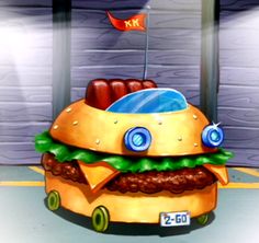 an instagramted photo of a cartoon car on a burger with the caption,