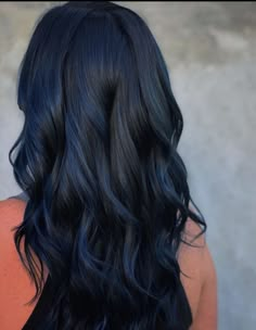 Blue Hair With Dark Brown, Black And Blue Balayage Hair, Blue Almost Black Hair, Subtle Blue Black Hair, Deep Navy Blue Hair, Blue Babylights On Dark Hair, Midnight Dark Blue Hair Highlights, Black Hair With Blue Balayage, Black Hair With Blue Highlights Curly