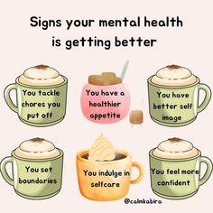 Positive Signs, Healthy Coping Skills, Mental Health Facts, Mental Health And Wellbeing, Getting Better, Good Mental Health, Positive Self Affirmations