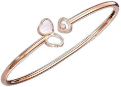 Luxury Rose Gold Bracelet As Gift, Rose Gold Heart Bracelet In Fine Jewelry Style, Elegant Pink Gold Bracelets For Anniversary, Formal Rose Gold Heart Bracelets, Elegant Rose Gold Heart Bracelet For Anniversary, Luxury Heart Bracelet As Gift, Luxury Round Bracelets For Valentine's Day, Luxury Pink Gold Bracelets For Anniversary, Elegant Rose Gold Bracelets For Valentine's Day