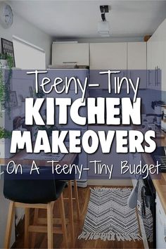 Teeny Tiny Kitchen Makeovers on a Teeny-Tiny Budget Tiny Tiny Kitchen, Making The Most Of A Small Kitchen, Colorful Tiny Kitchen, Small Kitchen For Studio, Small Kitchen Remodel Minimalist, Small Apartment Kitchen With Island, Small Kitchen Diy Makeover Budget, One Wall Tiny Kitchen, Tiny Kitchen Remodel On A Budget