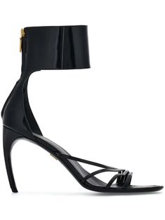 Ferragamo curved-heel Sandals - Farfetch Black Sandals Heels, Leather Logo, Sandals Black, Heel Sandals, Black Sandals, Salvatore Ferragamo, Wedding Shoes, Calf Leather, Calf Skin