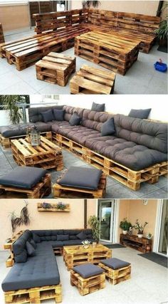 50+ Wonderful Pallet Furniture Ideas and Tutorials - Wood Design | Móveis de paletes, Sofá de pallets, Moveis de pallets Kitchen Funky, Coffee Diy, Pallet Garden Furniture, Pallet Patio Furniture, Weathered Paint, Pallet Patio, Tables Kitchen, Palette Design, Diy Garden Furniture