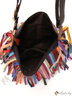 Bird in Bag - Genuine Leather Hobo Bag with Color Block Accent and Decorative Stitching Multicolor Satchel Hobo Bag For Shopping, Multicolor Leather Rectangular Hobo Bag, Multicolor Leather Satchel Bucket Bag, Multicolor Hobo Bag With Leather Handles For Daily Use, Multicolor Leather Hobo Bag, Multicolor Rectangular Bag With Leather Trim, Multicolor Leather Bucket Bag For Shopping, Multicolor Hobo Satchel Bag With Removable Pouch, Multicolor Leather Tote Hobo Bag