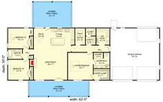 the first floor plan for a house with an attached bathroom and living room, as well as