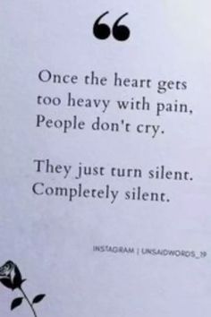 Completely silent. 💔😶"  This quote implies that when emotional pain becomes too much to bear, individuals may not outwardly express their feelings through tears but instead become silent. The broken heart emoji and the face without mouth emoji represent the emotional weight and the resulting silence that accompanies intense pain. sad quotes sad quotes about life sad love quotes sad quotes about love life and sadness quotes Wisdom Quotes Deep ∙ Attitude Quotes ∙ Short Quotes Deep Feeling ∙ Short Quotes ∙ Wise Quotes ∙ Words of Wisdom ∙ Life Lessons ∙ Short Meaningful Quotes Deep Feelings ∙ Attitude Quotes ∙ Whatsapp Quote ∙ Whatsapp Status ∙ Reality Quotes Life so true short ∙ Short True Quotes ∙ Aesthetic Reality Quotes ∙ Wallpaper Quote ∙ Quote Background ∙ Aesthetic Wallpapaer Quote ∙ Quotes About Being Emotionless, Quotes About Tears Feelings, Silent Tears Quotes, True Words Quotes Life Lessons, Nobody Loves Me Quotes Feelings, Deep Quotes About Life Feelings, Quotes Saddest Feelings Short, Heavy Feeling Quotes, Heartfelt Quotes Love Feelings