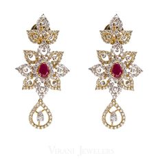 14.73CT Diamond Necklace and Earrings in 18K Yellow Gold W/ Floral Frame & Centered Ruby for women. This stunning necklace and earrings set offers traditional styling with particular details. Floral shaped centered with a precious ruby makes a stunning pendant. Necklace secures with hook-and-eye clasp. Gold weight is 91.1 grams. Diamond Necklace And Earrings, Vvs Diamond, Gold Bead Necklace, Floral Frame, Necklace And Earrings Set, Stunning Necklace, Necklace And Earrings, Diamond Clarity, Gold Beads