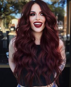 Patrick Garcia, Hair Color Cherry Coke, Cherry Cola Hair, Wine Hair Color, Red Hair Looks, Cherry Red Hair, Magenta Hair, Wine Hair, Cherry Hair