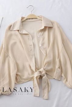 Lasaky - Womens Sun Protection Beach Kimono: A Stylish and Lightweight Cardigan Cover-Up Jacket Female Tie, Chiffon Shirts, Blouse Chiffon, Ladies Chiffon Shirts, Chiffon Shirt Blouse, Beach Kimono, Straight Clothes, Half Shirts, Casual Shirt Women