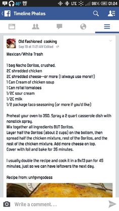 an image of a recipe on the facebook page