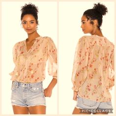 Nwt Paige Blouse “ Indir" Multicolor Floral Size Xs Retail $199 * 98% Poly, 2% Metallic * Dry Clean Only * Split Neckline With Tassel Tie Closure * Smocked Yoke And Cuffs * Semi-Sheer Fabric With Lurex Detail * Imported Great For Date Night, Office , Sunday Brunch , Or Just Looking Fabulous Peach V-neck Summer Blouse, Summer Peach V-neck Blouse, Apricot Long Sleeve Blouse For Spring, Apricot Long Sleeve Top For Summer, Long Sleeve Apricot Top For Summer, Feminine Peach V-neck Blouse, Peach V-neck Blouse For Spring, Feminine Peach Top For Spring, Feminine Peach Tops For Spring