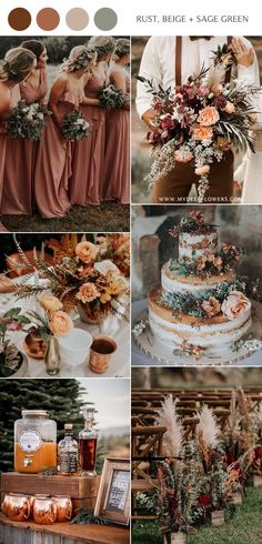 a collage of different pictures with flowers and greenery on them, including an assortment of