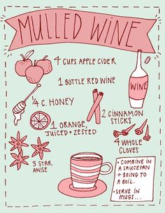 a poster with instructions on how to make an apple cider for mulled wine