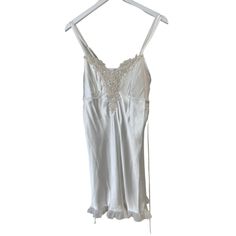 Linea Donatella Chemise Size M In Ivory, Nwt Very Pretty Chemise With Gorgeous Beaded Applique Detail And Waist Tie. 100% Polyester White Lace Trim Chemise For Loungewear, White Lace Trim Camisole For Night, Fitted Satin Chemise For Daywear, White Satin V-neck Camisole, Fitted White Chemise For Sleep, Fitted White Nightgown With Lace Trim, White Fitted Chemise For Sleep, White V-neck Chemise For Loungewear, Fitted White Chemise For Loungewear