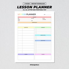 the lesson planner is shown on top of a white background with black and orange writing