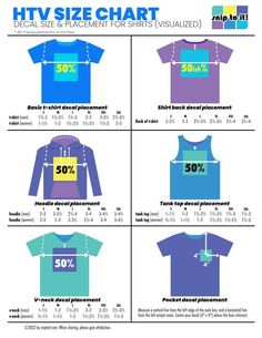 Logo Sizes For Shirts Cricut, Hoodie Decal Size Chart, Vinyl Shirt Size Chart Logo, Hoodie Vinyl Size Chart, Shirt Guide For Vinyl, Vinyl Placement On Tank Tops, Decal Placement On Shirt, Tshirt Front Design, Logo Sizes For Shirts