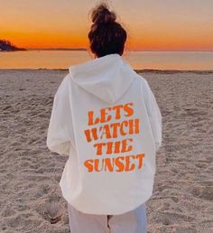 Size: S, Color: White Watch The Sunset, Cute Sweatshirts, Dress Shoes Womens, Women Hoodies Sweatshirts, Skirt Design, The Sunset, Oversize Hoodie, Hoodie Design, Casual Sweatshirt