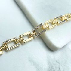 18k Gold Filled Plain & Cubic Zirconia Rectangular Links Bracelet, Wholesale Jewelry Making Supplies Charms Bracelets, Market Trends, Your Own Business, Solid Gold Jewelry, Starting Your Own Business, Unique Styles, Jewelry Business, Gold Filled Jewelry, Jewelry Making Supplies