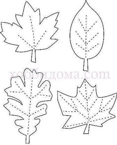 four leaf shapes to cut out the outlines for an autumn crafting project, including one