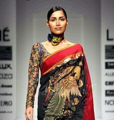 Kalamkari Full Sleeves Blouse Indian Fashion Week, Kalam Kari, Latest Saree Blouse, Celebrity Costumes