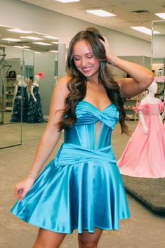 Strapless Fuchsia Keyhole Satin A-Line Homecoming Dress Hoco Dress, Corset Bodice, Dress 2024, Hoco Dresses, Satin Dress, Homecoming Dress, A Line Skirt, Satin Dresses, Sweetheart Neckline