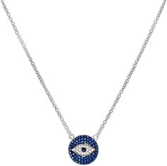 Blue Sterling Silver Necklace With Diamond Eyes, Evil Eye Pendant Necklace In Cubic Zirconia, Evil Eye Round Cubic Zirconia Necklace, Evil Eye Cubic Zirconia Round Necklaces, Blue Necklace With Diamond Eyes As Gift, Blue Necklaces With Diamond Eyes As Gift, Symbol Of Protection, Cubic Zirconia Necklace, Blue Evil Eye