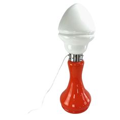 an orange and white lamp on a white background