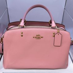 Coach Lillie Carryall Tophandlesatchelbag Purse Pink Nwot Comes With Dustbag Classic Pink Rectangular Satchel, Classic Pink Top Handle Satchel, Classic Pink Bag With Top Carry Handle, Classic Pink Handheld Shoulder Bag, Feminine Shopping Bag With Top Carry Handle, Classic Pink Bag For Formal Occasions, Classic Pink Bags For Formal Occasions, Classic Pink Formal Bag, Coach Satchel With Gold-tone Hardware And Top Handle