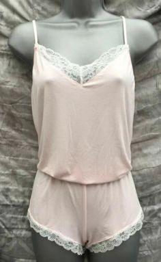 Top Rated Indigo Sky Pink One Piece Cami/Short Playsuit With Cream Lace Trim Sz: UK 8 - 22, Womens Intimates Sleep Fitted V-neck Summer Sleepwear, Fitted Camisole Set For Summer, Casual Summer Camisole Set, Summer Camisole Set For Daywear, Stretch Camisole For Summer Loungewear, Fitted Summer Sleepwear With Short Sleeves, Pink Camisole Sets For Summer, Fitted Short Sleepwear For Summer, Stretch Short Tops For Daywear