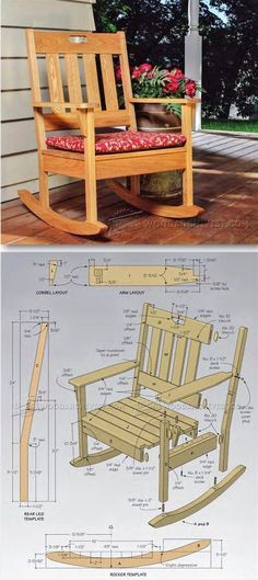 the plans for a rocking chair are shown