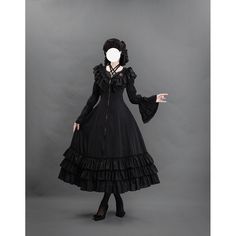 Fascinating black. A long dress decorated with statement frills on the neckline and hem, and a gothic blouse. A structured silhouette that exudes a sense of dignity. The dress is decorated with lacework on the back. Become a fascinating dark princess. 
 
 

 

 
 
 Item 
 
 One Piece 
 Blouse 
 
 
 Size 
 
 One Piece 
 
 S size 
 
 Length: 120cm 
 Bust: 84cm 
 Waist: 66cm 
 
 M size 
 
 Length: 120cm 
 Bust: 88cm 
 Waist: 70cm 
 
 L size 
 
 
 Length: 120cm 
 Bust: 92cm 
 Waist: 74cm 
 
 XL size Elegant Vintage Ruffled Dress For Costume, Black Gothic Vintage Dress For Costume Party, Gothic Black Vintage Dress For Costume, Black Gothic Dress For Costume Party, Gothic Long Sleeve Maxi Dress For Costume Party, Elegant Costume Dresses With Ruffles, Long Sleeve Victorian Dress With Ruffles For Costume Party, Elegant Ruffled Costume Dresses, Victorian Long Sleeve Dress With Ruffles For Party