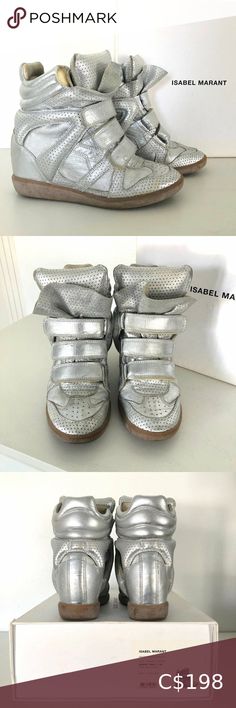 ISABEL MARANT Women's SILVER Wedge 'Bird' Sneakers Shoes 36 6 Silver Wedges, Girls Diary, Shoe Wishlist, Silver Sneakers, Brown Jewelry, Stunning Shoes