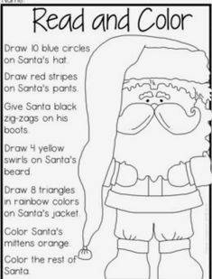 the santa clause read and color page for kids to learn how to use it in their classroom